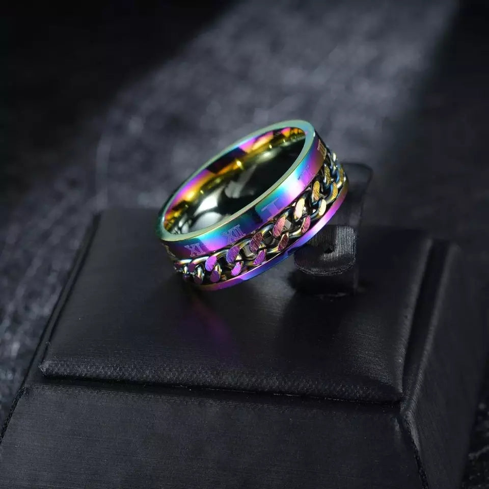 Men's-Gents Ring Stainless Steel Rotatable - Size 9
