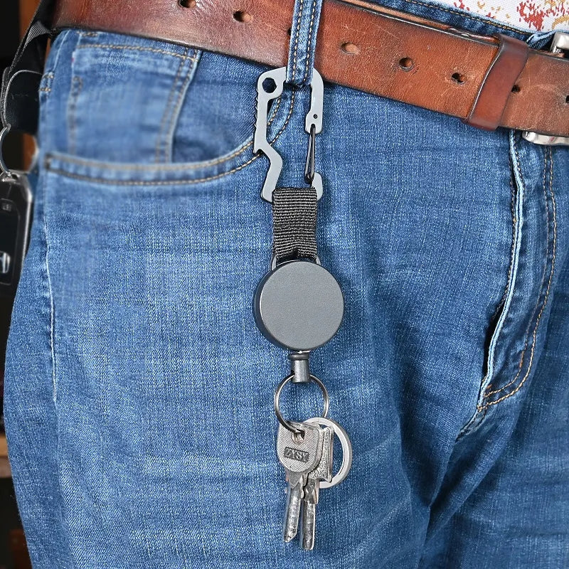 Keychain Retractable ID Badge Holder Metal with Steel Wire High Spec