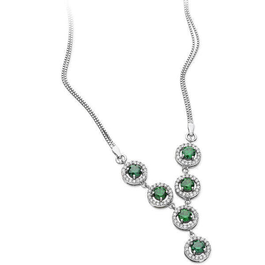 Emerald Statement Y Drop Necklace