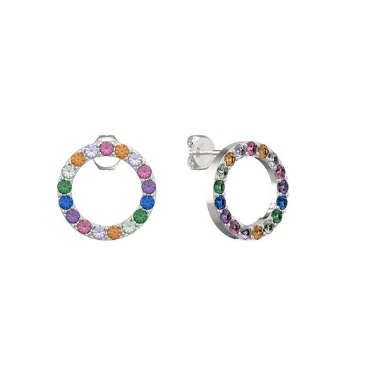 Rainbow Open Circle Stud Earrings
