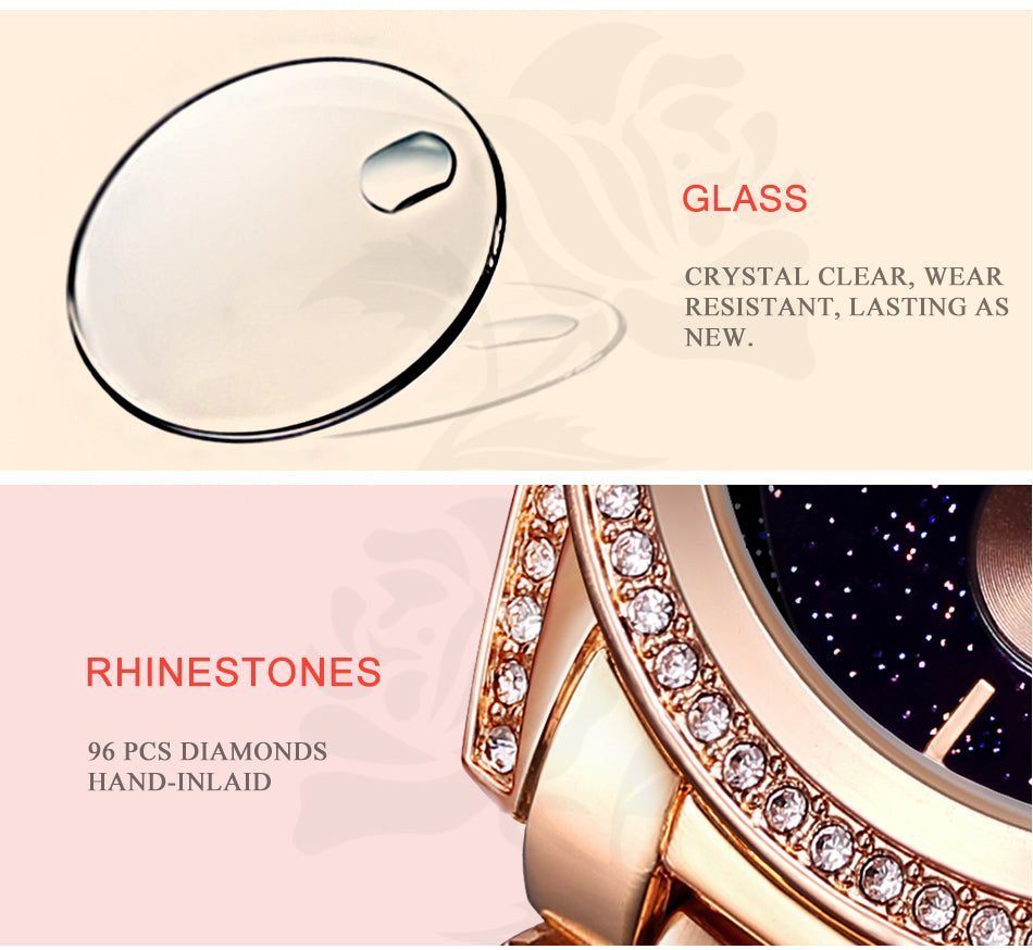 Women's-Ladies Luxury Watch Water Resistant- Rose Gold
