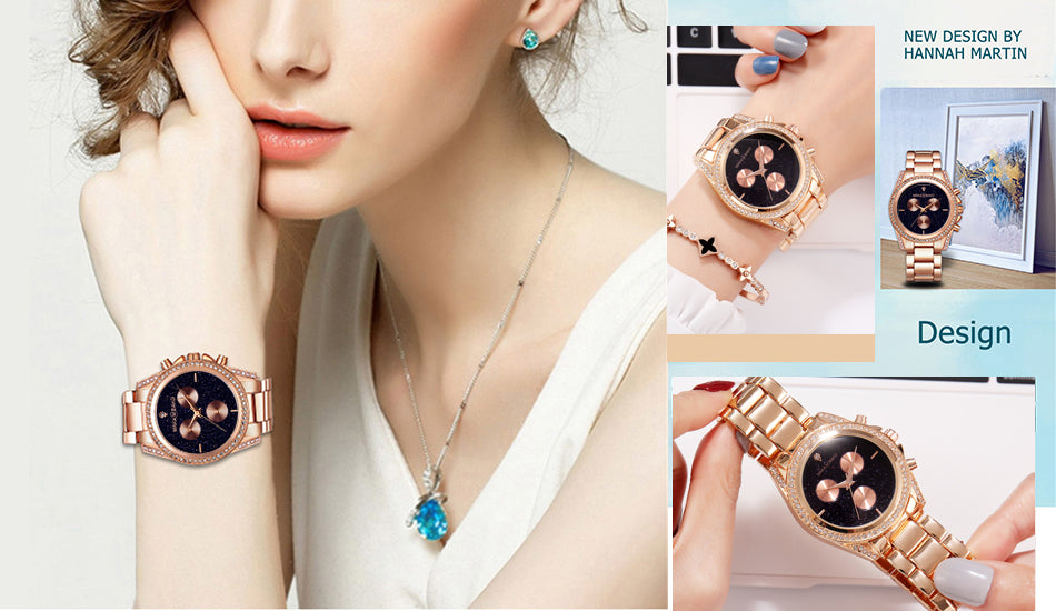 Women's-Ladies Luxury Watch Water Resistant- Rose Gold