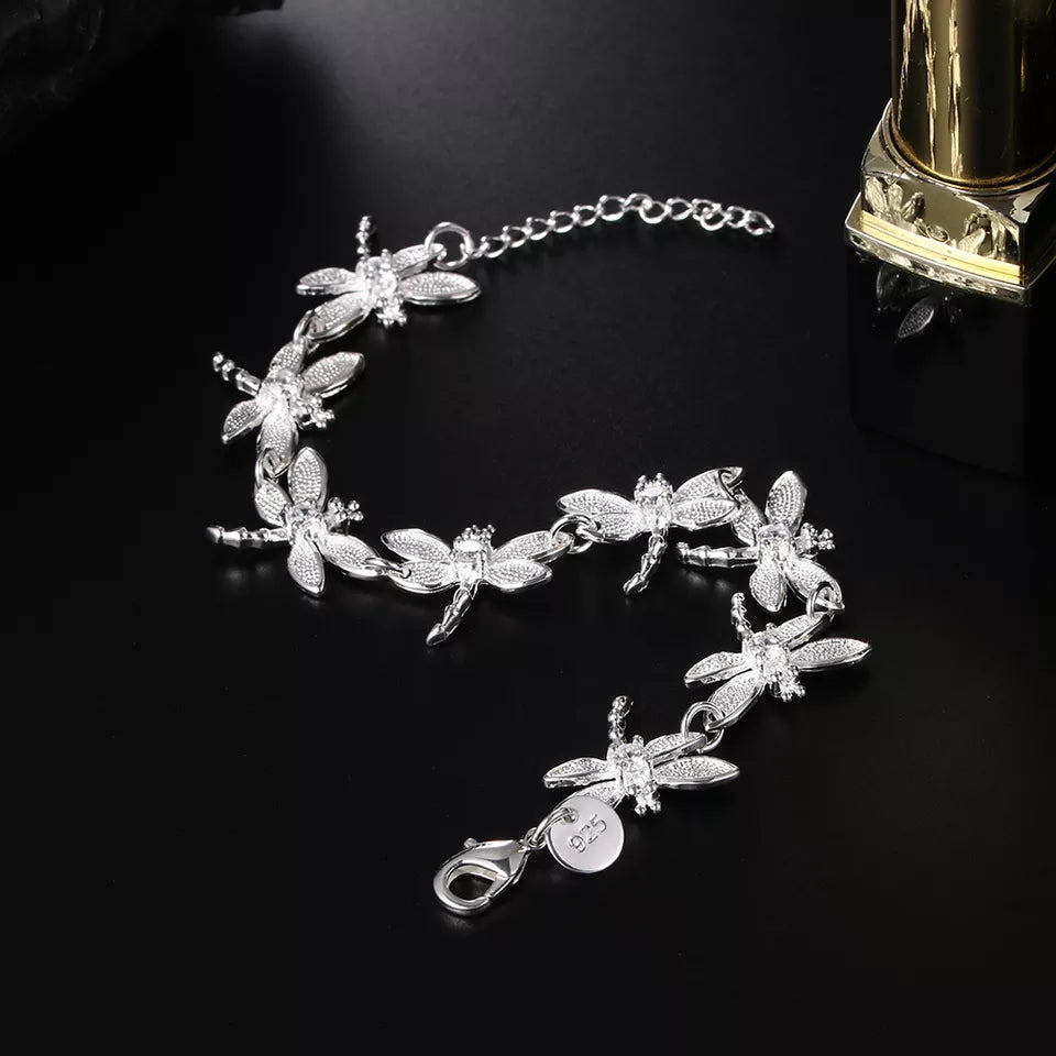 Women's Dragonfly Bracelet Charm Cuff Lucky Bangle