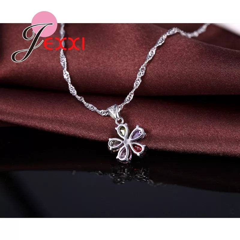Women's Crystal Jewellery Set - Solid Silver