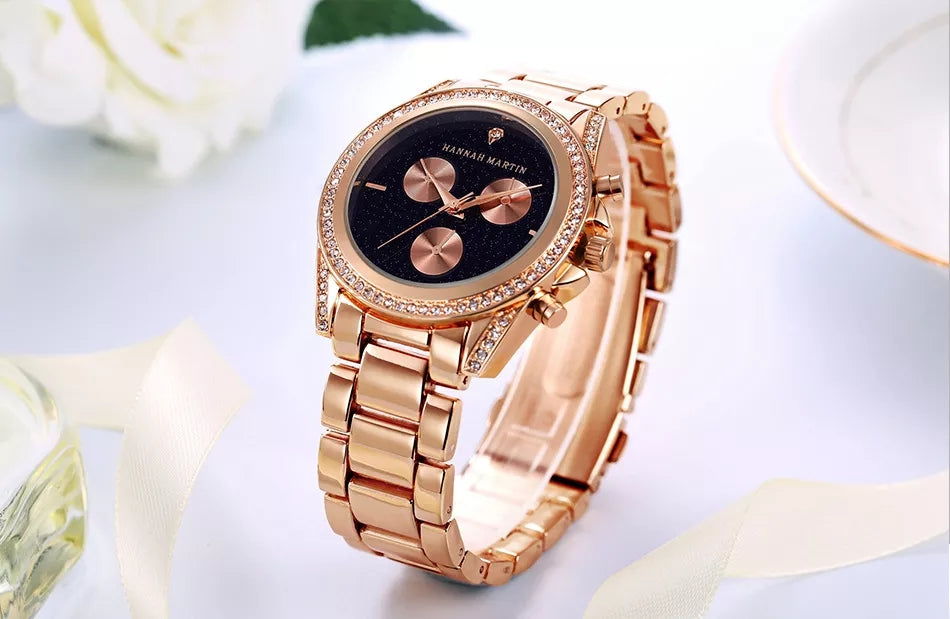 Women's-Ladies Luxury Watch Water Resistant- Rose Gold