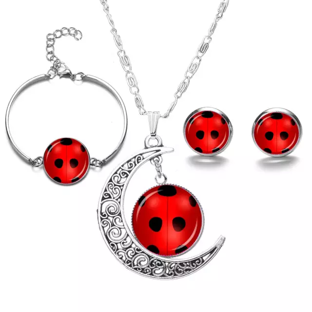 Women's - Ladies Necklace Set Ladybug Silver
