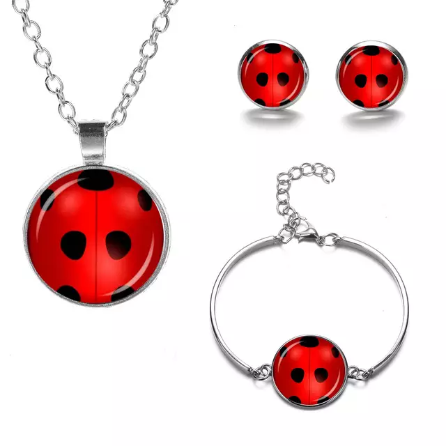 Women's - Ladies Necklace Set Ladybug Silver