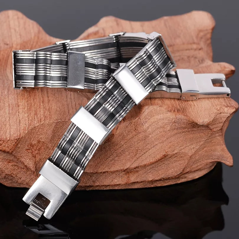 "Premium Men's 316L Stainless Steel Adjustable Bracelet | Luxury High-End Fashion Jewellery.