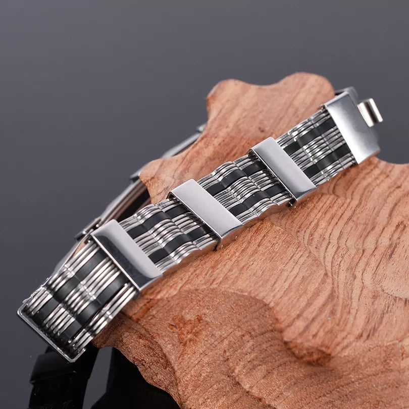 "Premium Men's 316L Stainless Steel Adjustable Bracelet | Luxury High-End Fashion Jewellery.