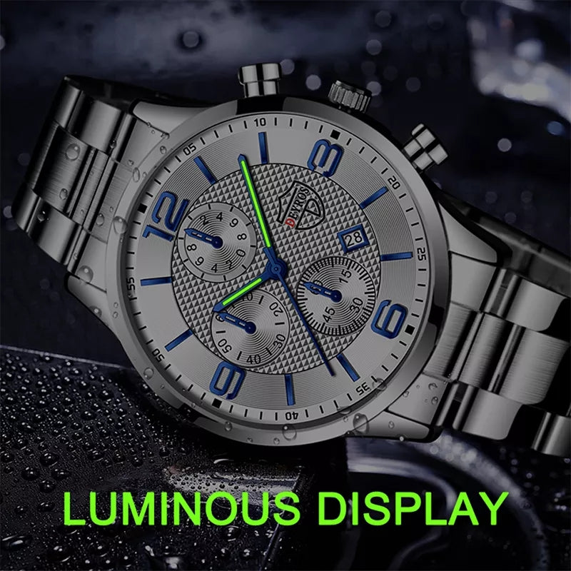 Men's- Gents Watch & Bracelet - Stainless Steel