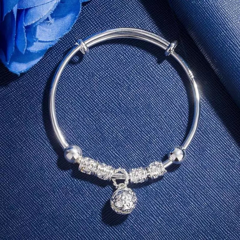 Women - Ladies Charm Cuff Bracelet - Silver
