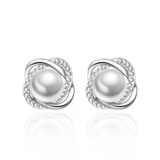 Women’s Silver Pearl Crystal Earrings