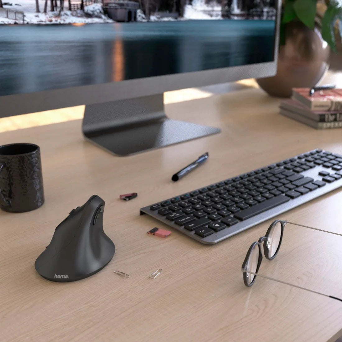 Hama EMW-500L Ergonomic Vertical 6 Button Wireless Mouse - Left Handed