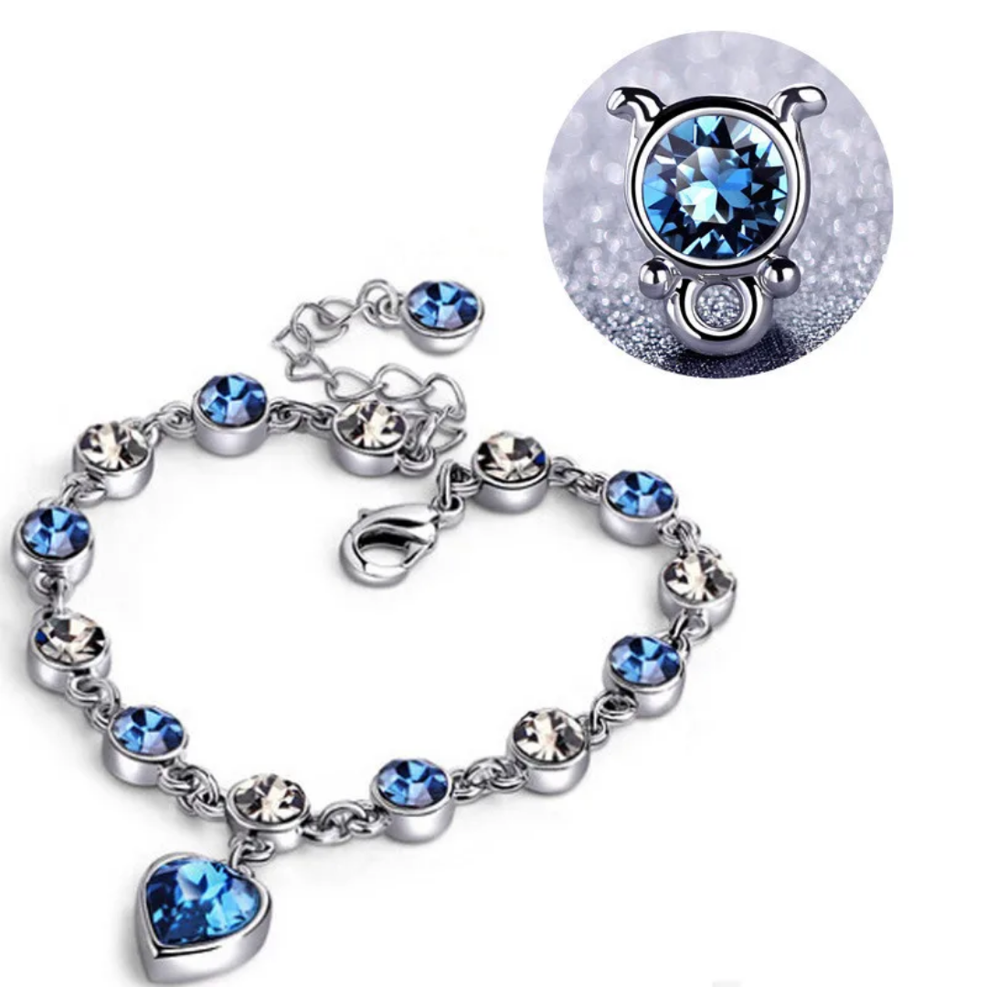 Women’s Bracelet Silver Blue Heart Crystal Charm