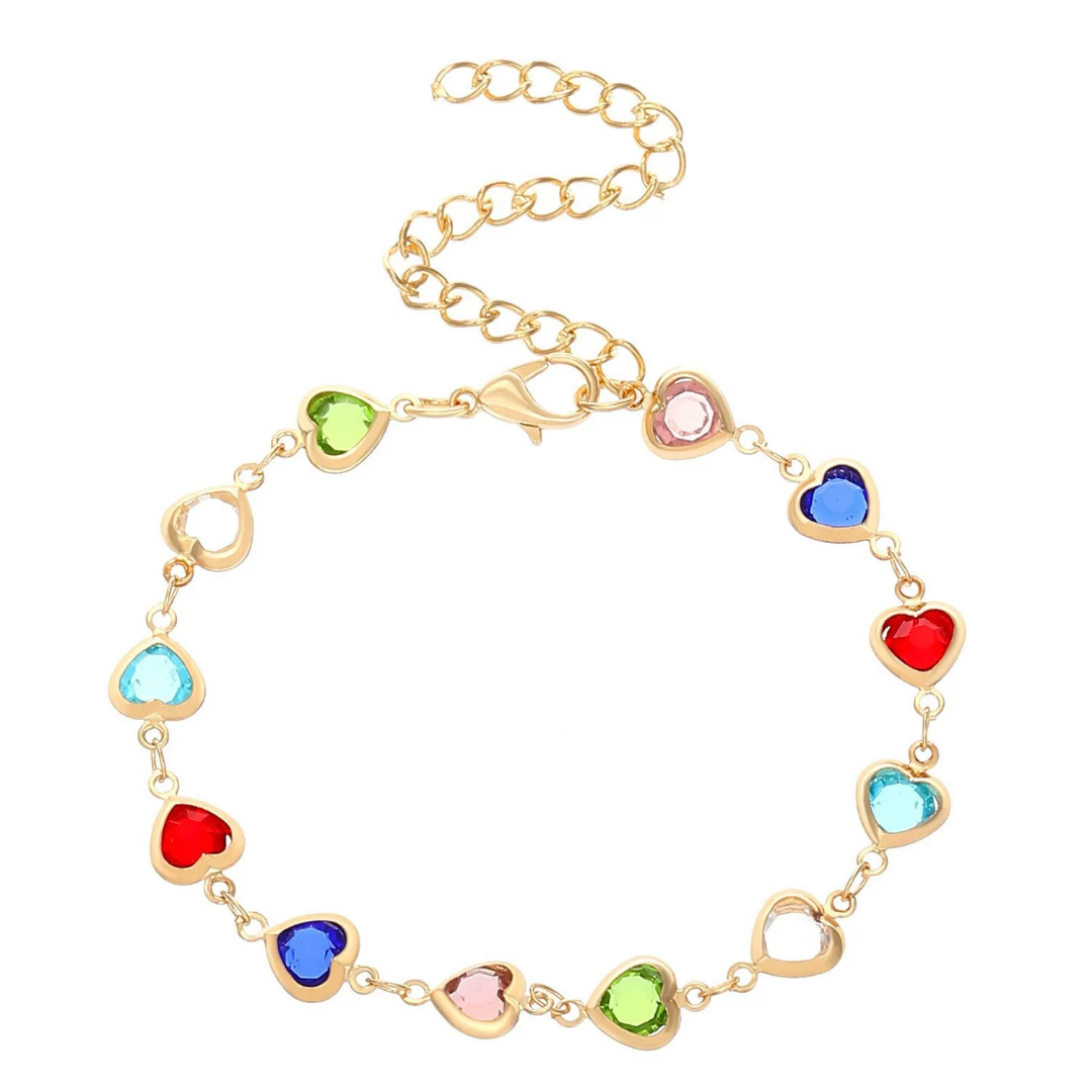 Prismatic Heart Crystal Bracelet – Radiant Multicolor Sparkle