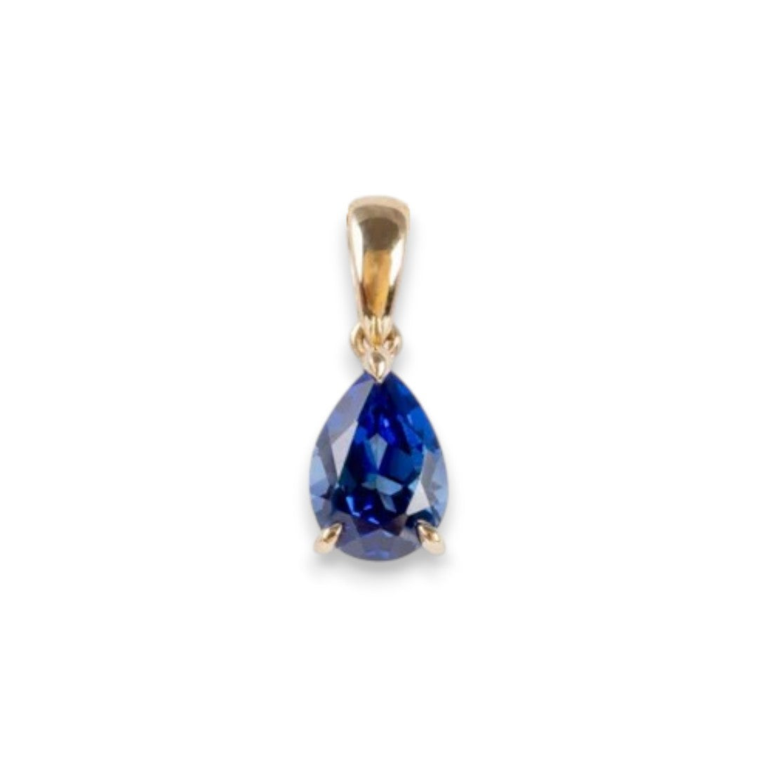 Sapphire Cubic Zirconia Pear Drop Pendant Necklace