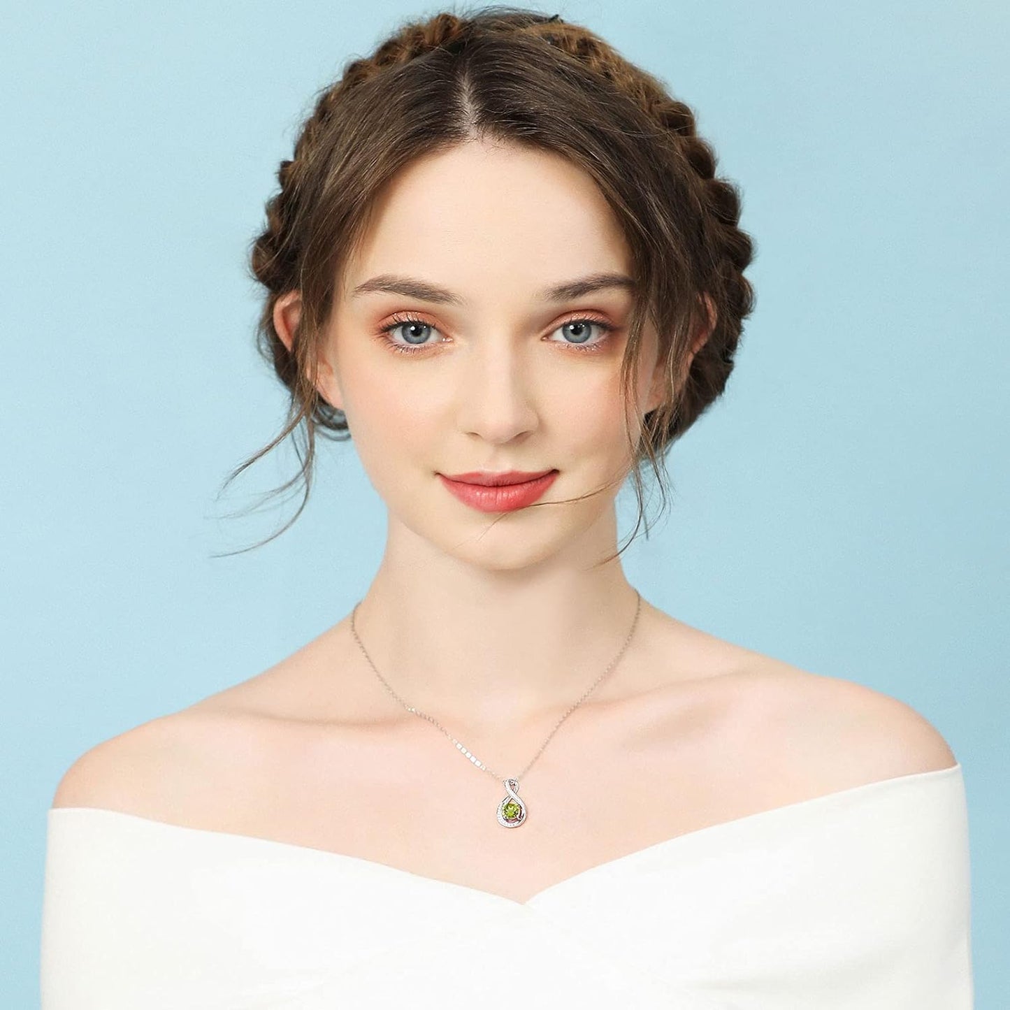 August Birthstone Infinity Pendant Necklace