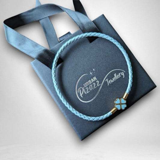 Baby Blue Clover Leaf Charm Bracelet