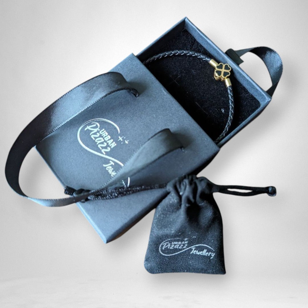 Black Clover Leaf Charm Bracelet