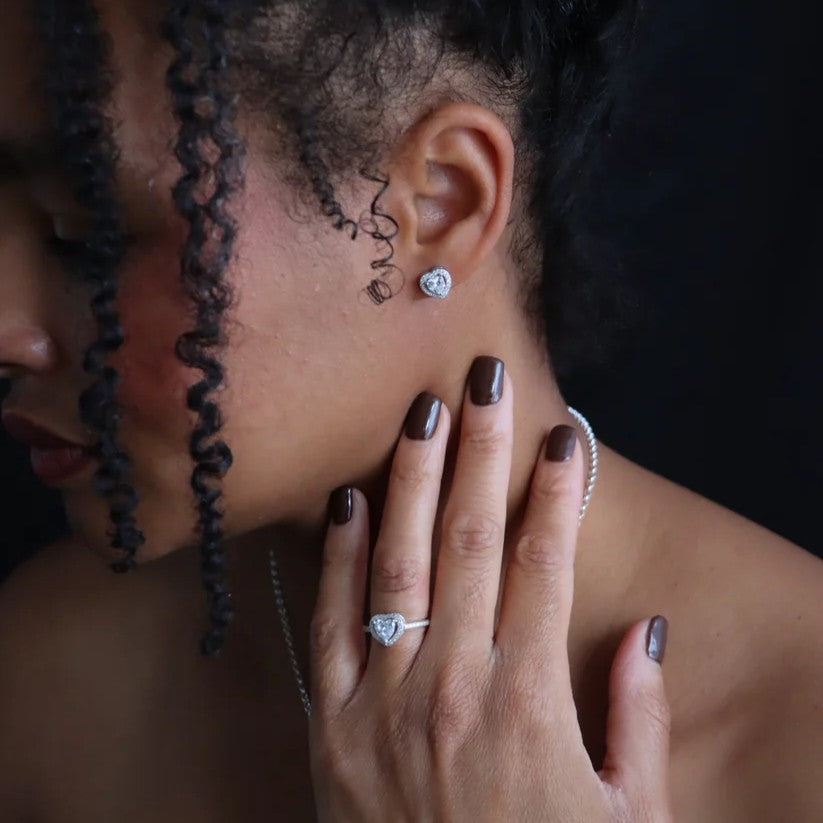 Cubic Zirconia Heart Earrings