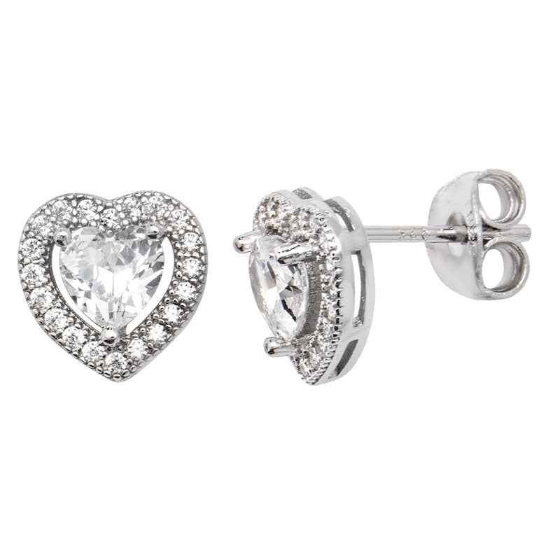 Cubic Zirconia Heart Earrings