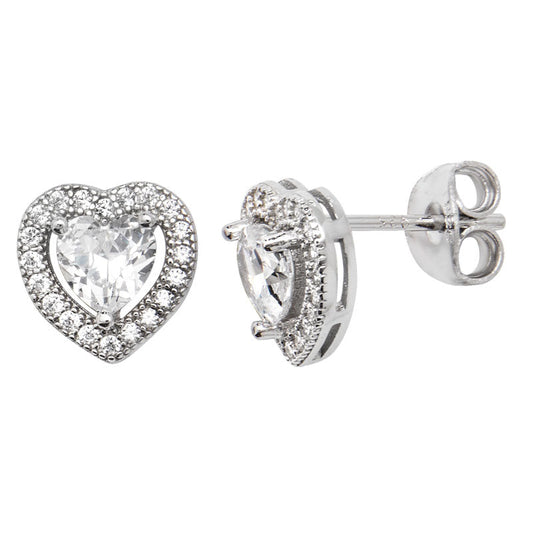 Cubic Zirconia Heart Earrings
