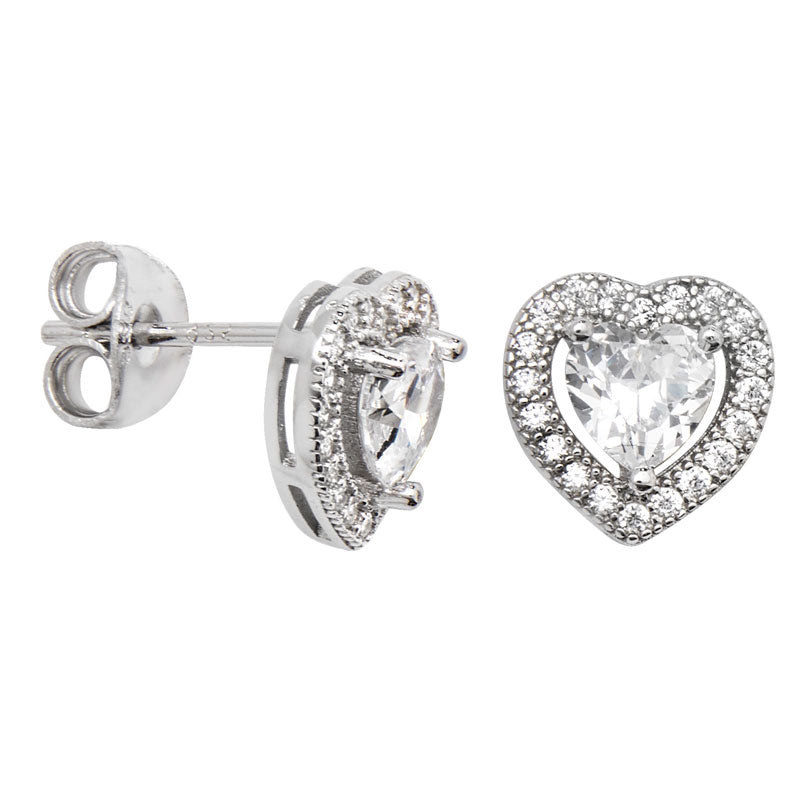 Cubic Zirconia Heart Earrings