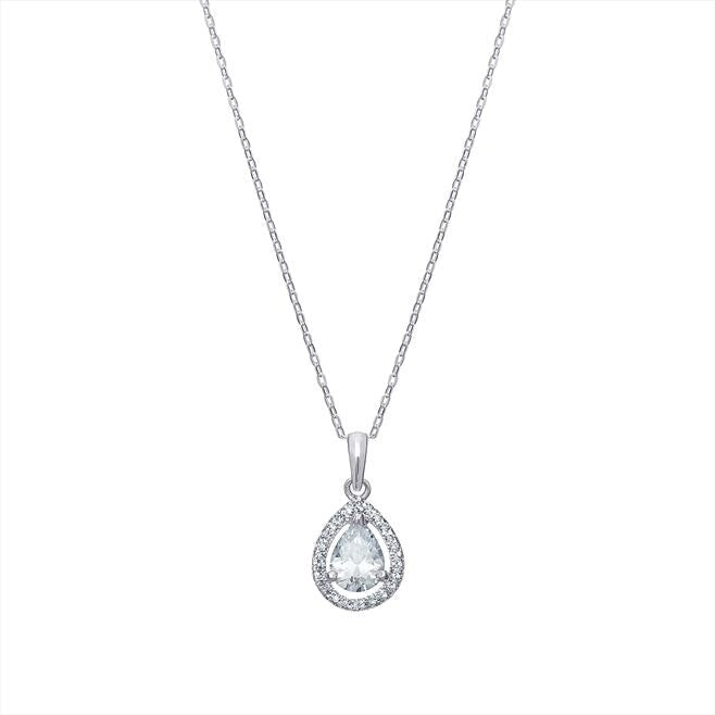 Cubic Zirconia Teardrop Pendant Necklace