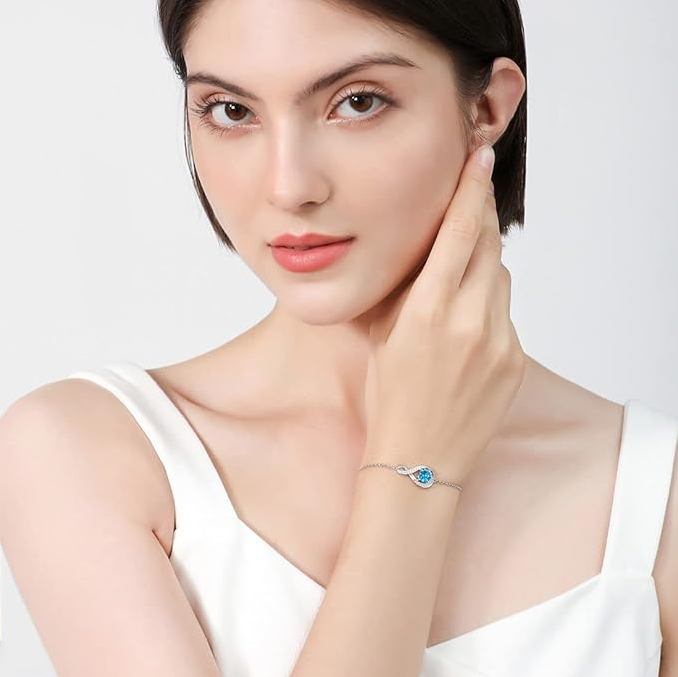 December Birthstone Infinity Bolo Bracelet