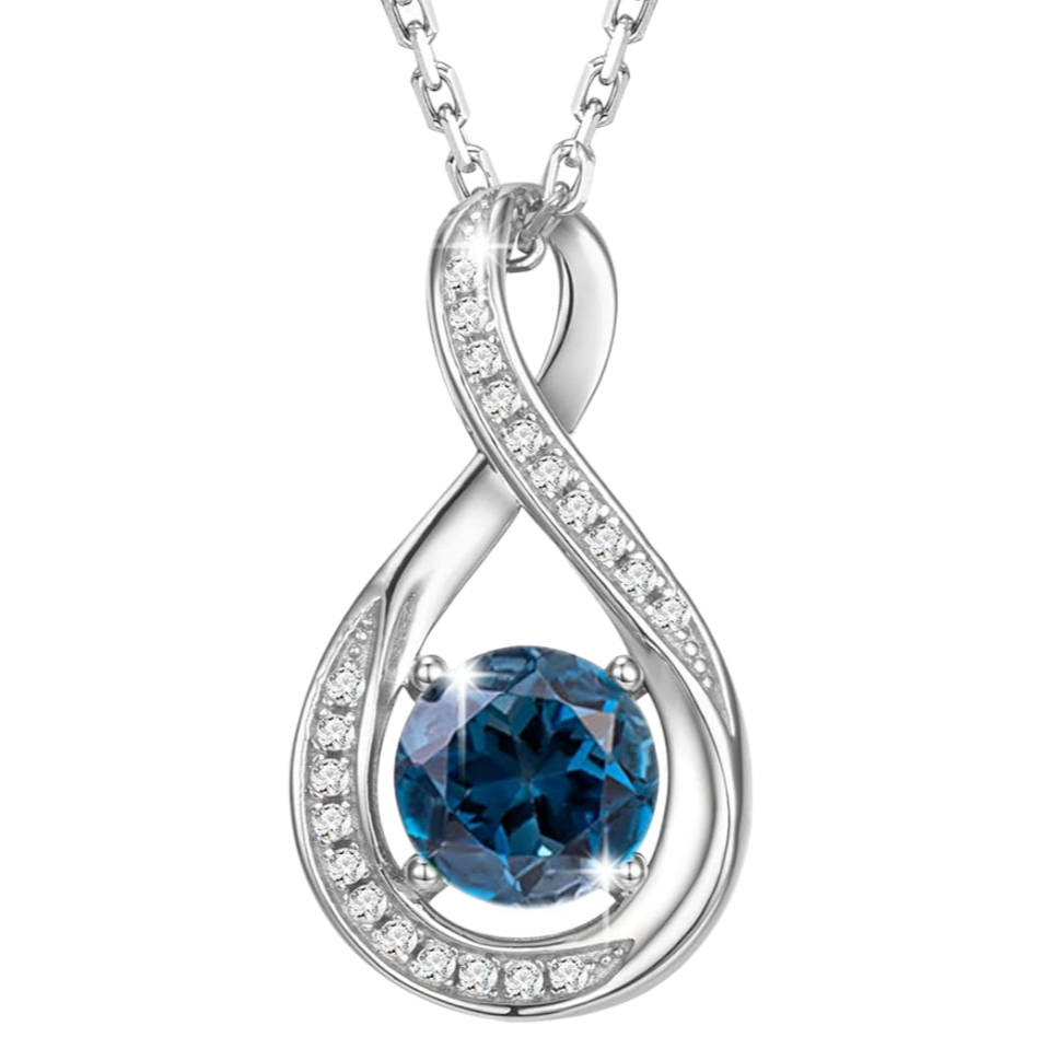 December Birthstone Infinity Pendant Necklace