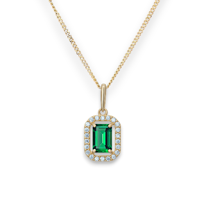 Emerald Cut Cubic Zirconia Pendant Necklace