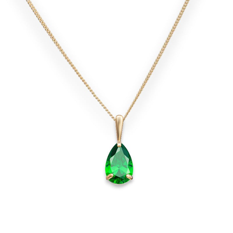 Emerald Pear Pendant Necklace