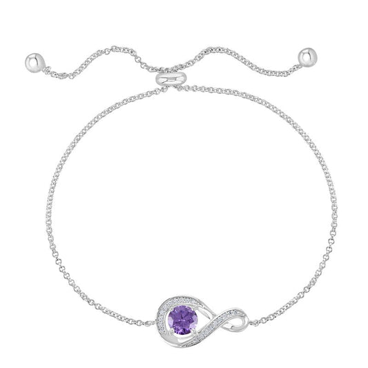February Birthstone Infinity Bolo Bracelet