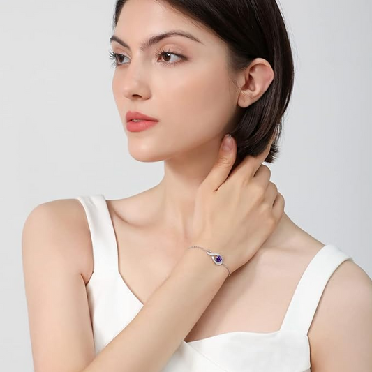 February Birthstone Infinity Bolo Bracelet