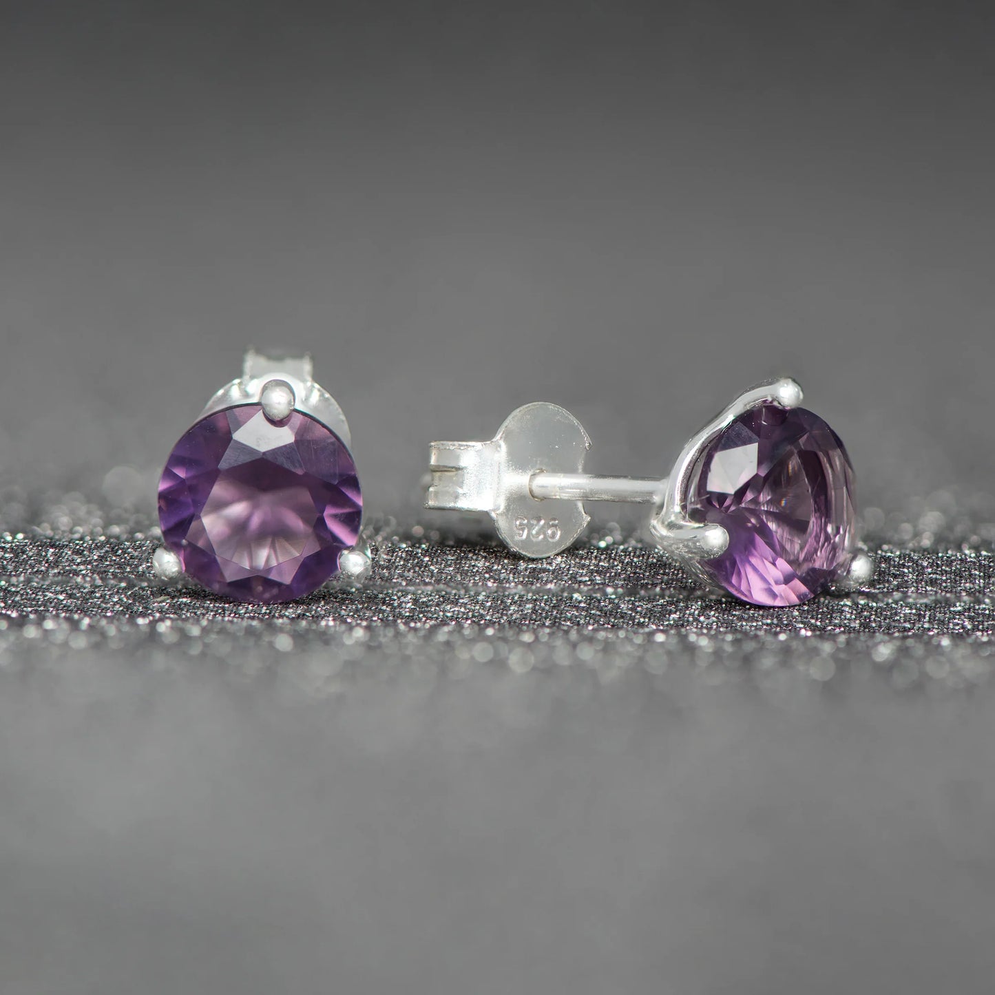 February Birthstone Stud Earrings