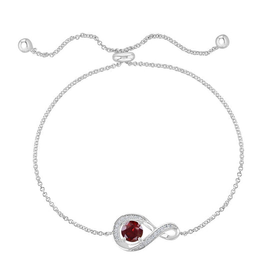 January Birthstone Infinity Bolo Bracelet