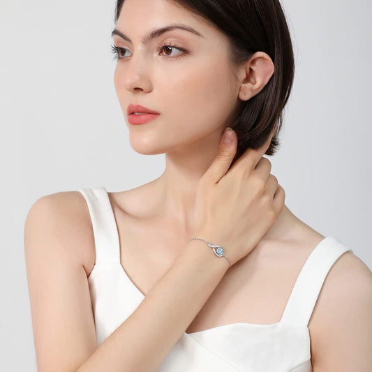 March Birthstone Infinity Bolo Bracelet