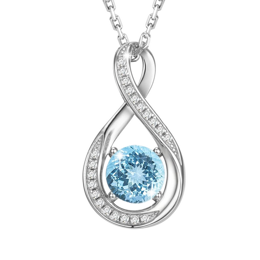 March Birthstone Infinity Pendant Necklace
