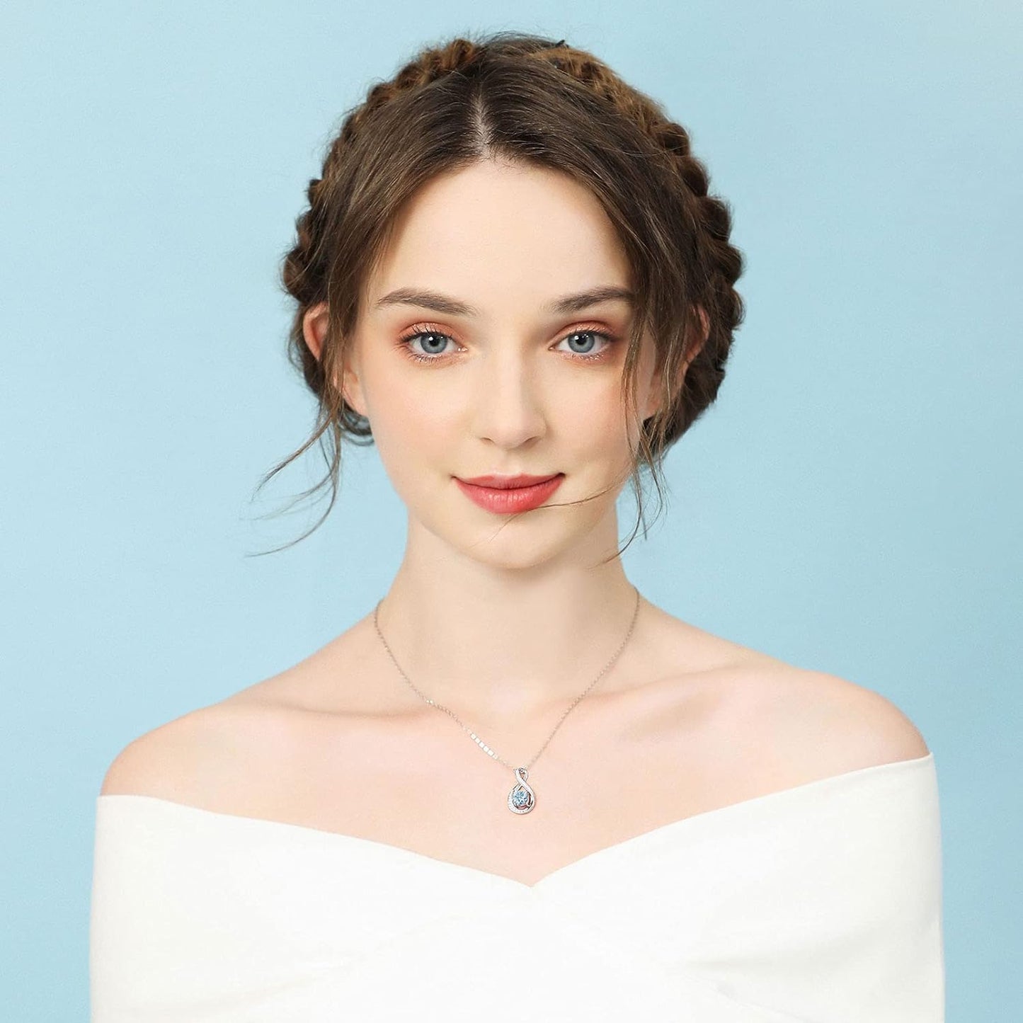 March Birthstone Infinity Pendant Necklace