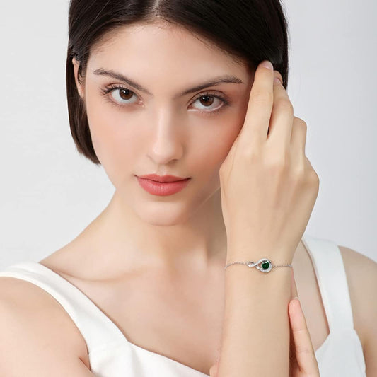 May Birthstone Infinity Bolo Bracelet