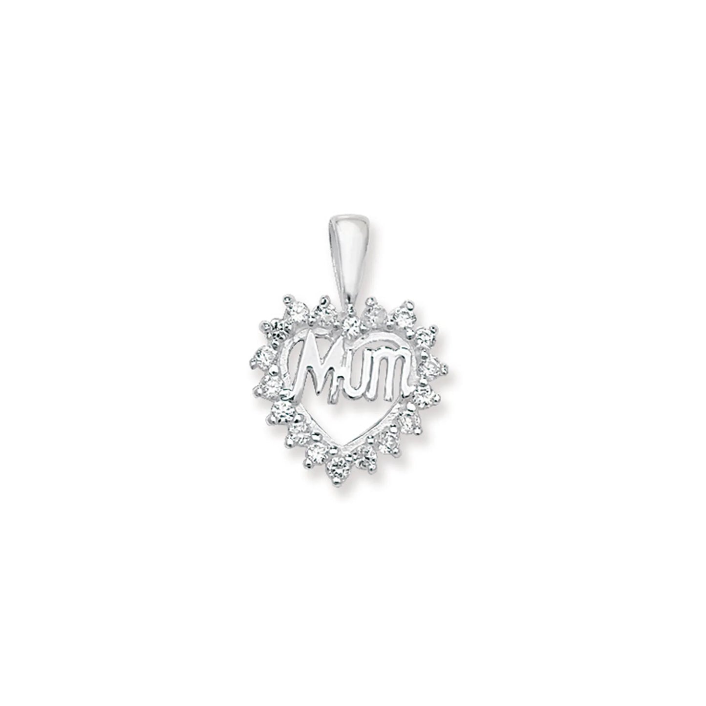 Mum Cubic Zirconia Heart Necklace