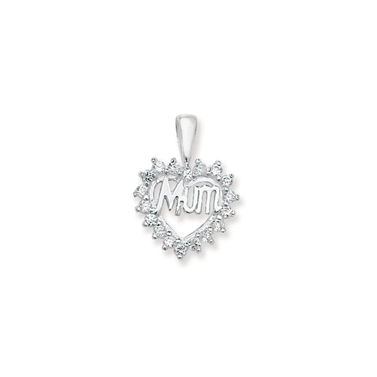 Mum Cubic Zirconia Heart Necklace