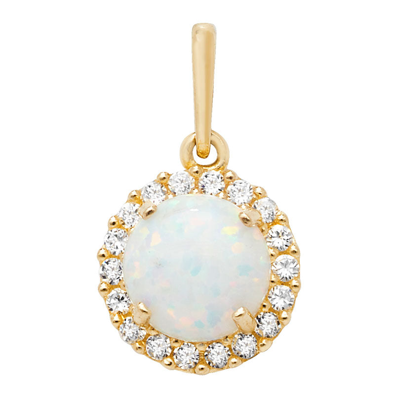 Opal Halo Pendant Necklace