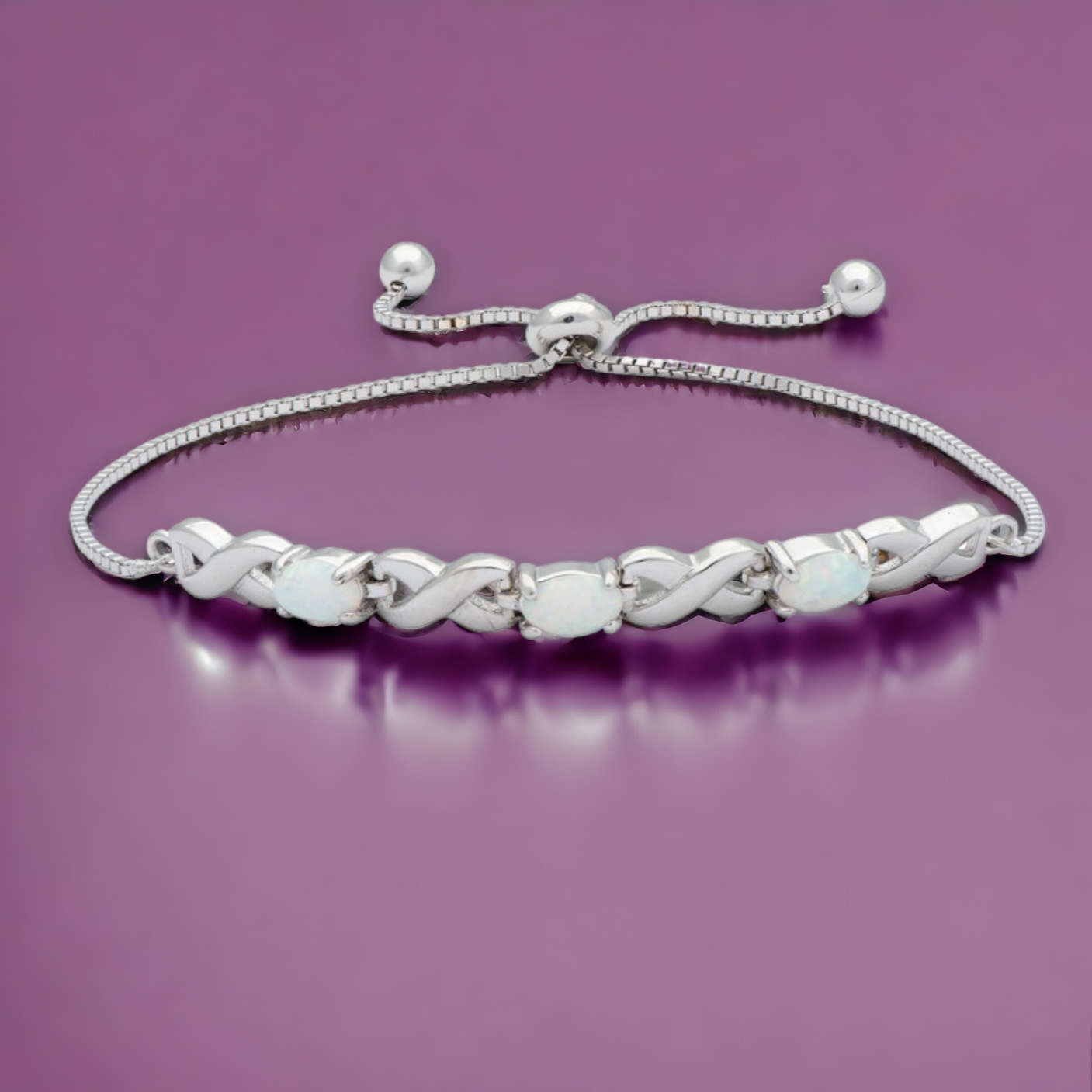 Opal Infinity Weave Bolo Bracelet