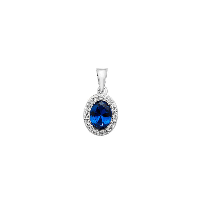 Oval Sapphire Halo Pendant Necklace