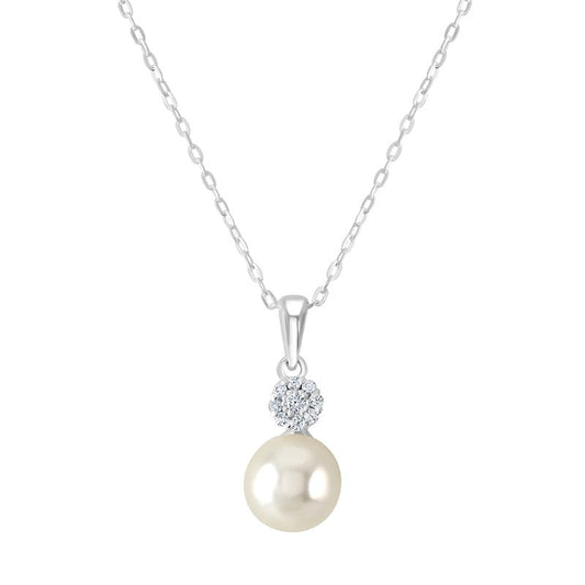 Pearl and Cubic Zirconia Drop Necklace