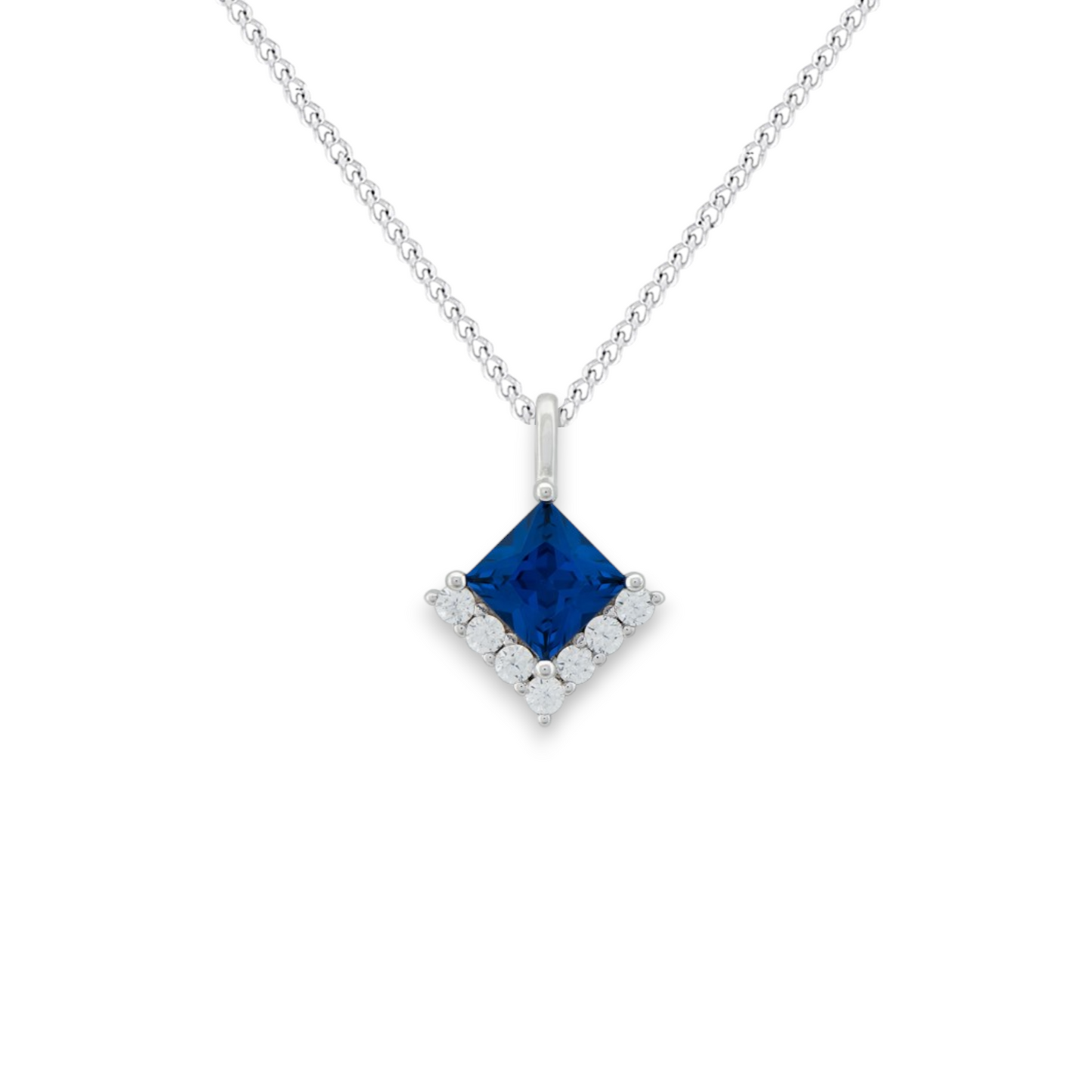 Princess Cut Sapphire Cubic Zirconia Necklace