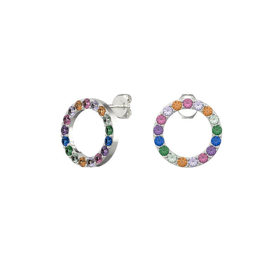 Rainbow Open Circle Stud Earrings