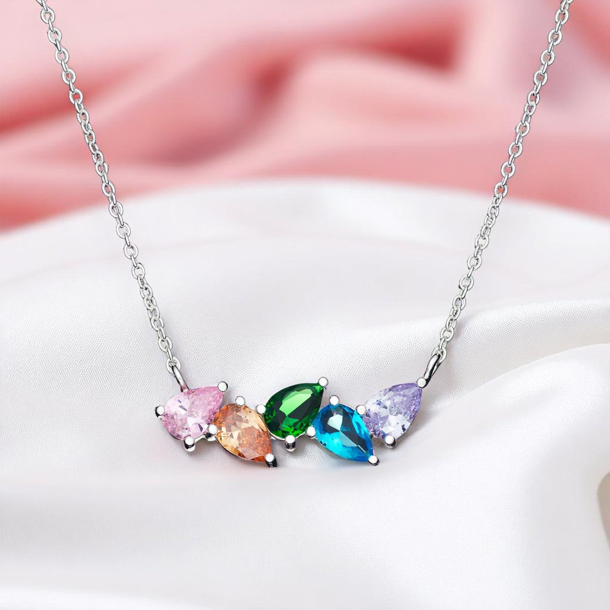 Rainbow Pear Drop Necklace