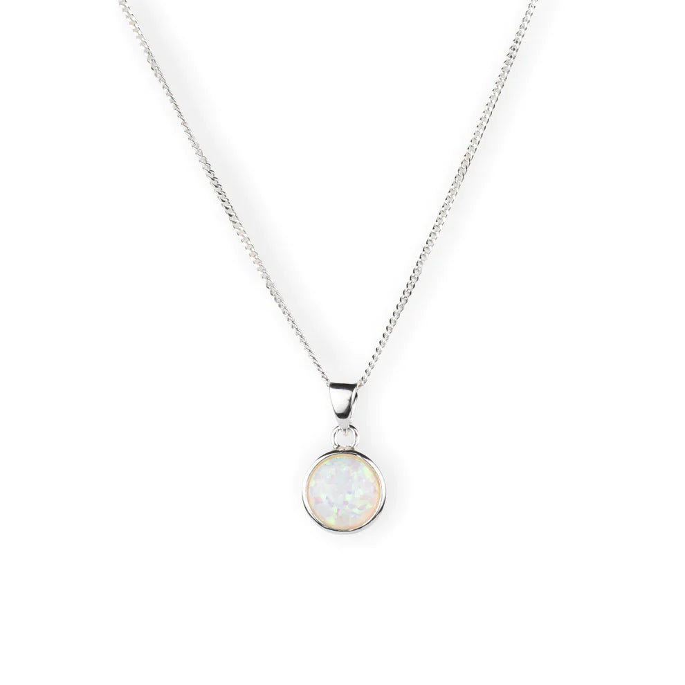 Round Opal Pendant Necklace